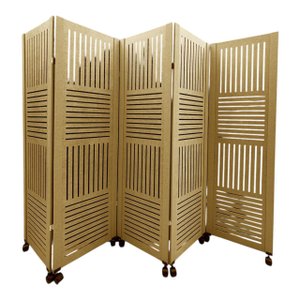 Biombo Divisor Ambiente Rj 05 Folhas C/ 10 Rodízios