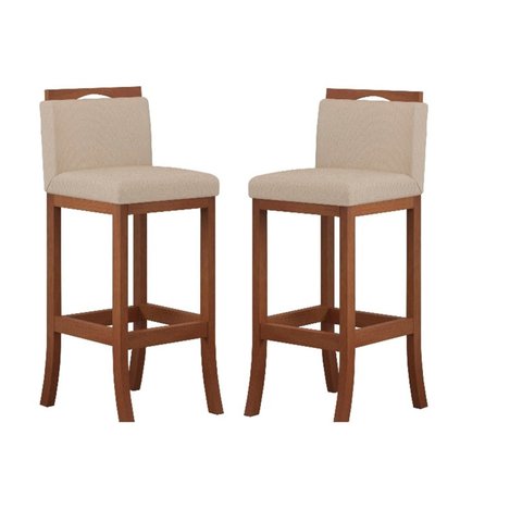 Conjunto 02 Banqueta em Madeira Maciça Londres Baixa CCS Interiores