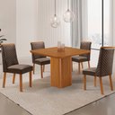 Ver imagem 1 de Mesa de Jantar Eloise 90cm Tampo MDF Laminado Canto Copo com 4 Cadeiras Yasmin
