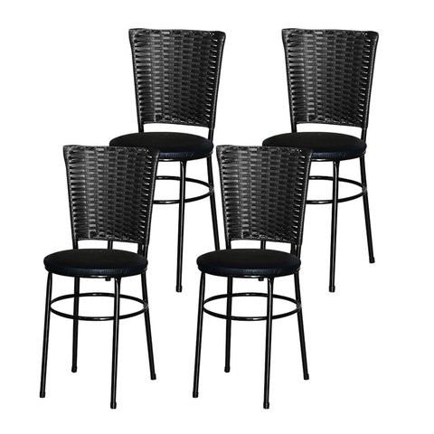 4 Cadeiras para Mesa Preta Hawai Preta:preto