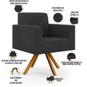 Ver imagem 4 de Kit 02 Poltronas Giratórias Sala de Estar Base de Madeira Helô L02 Bouclê Preto - Lyam Decor
