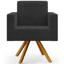 Ver imagem 6 de Kit 02 Poltronas Giratórias Sala de Estar Base de Madeira Helô L02 Bouclê Preto - Lyam Decor