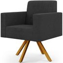 Ver imagem 3 de Kit 02 Poltronas Giratórias Sala de Estar Base de Madeira Helô L02 Bouclê Preto - Lyam Decor