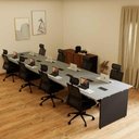 Ver imagem 6 de Mesa Estação de Trabalho 4,80 m X 1,20 m 8 Lugares Pés Painel F5 Office Cor:Cinza Sagrado com