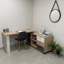 Ver imagem 1 de Escrivaninha Canto L Seul Pc 3 Gavetas 4 Nichos Carvalho Grafito Home Office Estação Premium