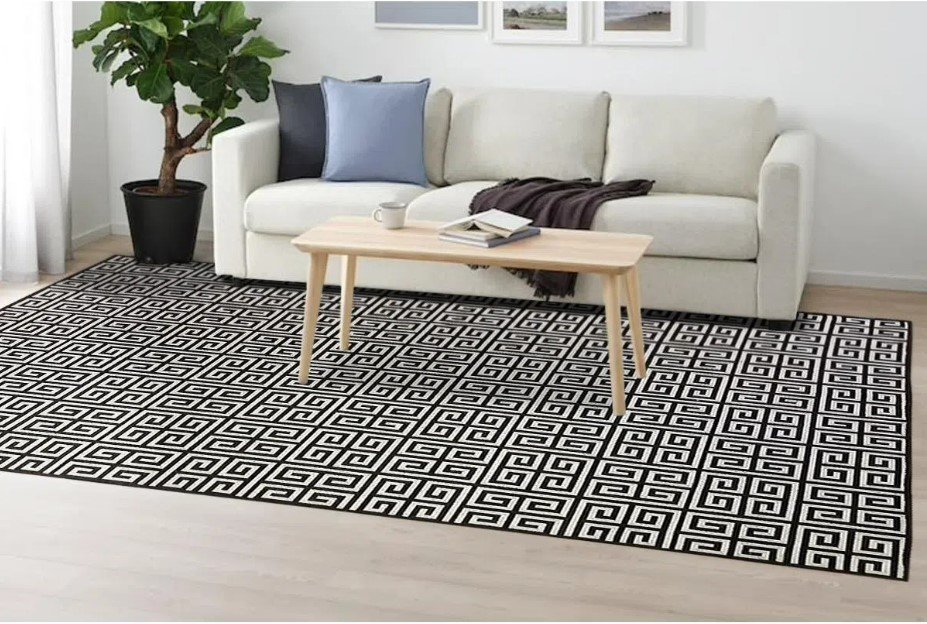 Ver imagem 1 de Tapete Sala Magia Geometrico Grego 200X300 Cm Preto Prata