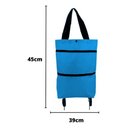 Ver imagem 3 de Carrinho Compras Dobrável Sacola Rodinha Multiuso - Azul