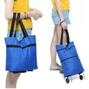 Ver imagem 1 de Carrinho Compras Dobrável Sacola Rodinha Multiuso - Azul