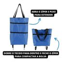 Ver imagem 2 de Carrinho Compras Dobrável Sacola Rodinha Multiuso - Azul