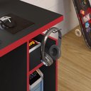Ver imagem 2 de Mesa Gamer Escrivaninha Para Computador Home Office Nicho CPU 3 Prateleiras Quarto Preta e Vermelha