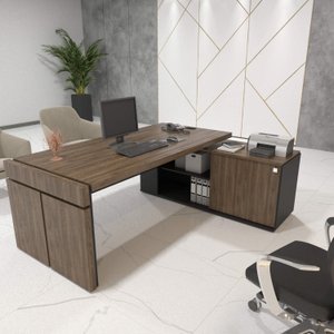 Mesa para Escritório em L com Caixa de Tomada Tamburato Estação Diretoria 