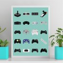 Ver imagem 2 de Quadro Decorativo Controles Vídeo Game 33x24cm - com Vidro:moldura Branca