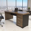 Ver imagem 5 de Escrivaninha Mesa Escritório Robusta e Funcional Lado Direito Tamburato 180cm Marrom/Charuto/Preto Artany