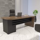 Ver imagem 1 de Escrivaninha Mesa Escritório Robusta e Funcional Lado Direito Tamburato 180cm Marrom/Charuto/Preto Artany