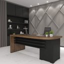 Ver imagem 5 de Mesa Executiva Premium para Escritório Tamburato Elegante e Funcional 180cm Marrom/Charuto/Preto Artany