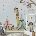 Ver imagem 2 de Papel de parede safári indios animais infantil para quarto de bebê M² PP92