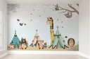 Ver imagem 1 de Papel de parede safári indios animais infantil para quarto de bebê M² PP92