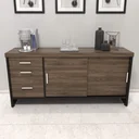 Ver imagem 2 de Armário Executivo e Funcional para Escritório Baixo 2 Portas 3 Gavetas Tamburato