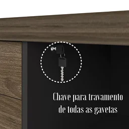 Armário Executivo e Funcional para Escritório Baixo 2 Portas 3 Gavetas Tamburato  - 6