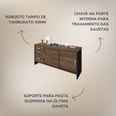 Ver imagem 7 de Armário Executivo e Funcional para Escritório Baixo 2 Portas 3 Gavetas Tamburato Preto Artany