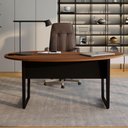 Ver mais imagens de Mesa para Escritório Mesa Linear Orgânica MDP 175cm Nogal com Preto F5 Office