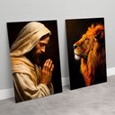 Ver imagem 7 de 2 Quadros Decorativos Jesus e o Leão da Tribo de Judá Sala Quarto Casa Escritório