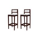 Ver imagem 2 de Kit 2 Banquetas Assento Encosto Estofado em Sintetico Hellen:Imbuia com Sintetico Off White