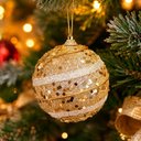 Ver imagem 3 de Bolas de Natal para Decoração com Glitter Dourado Isopor Kit 18 7cm