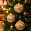 Ver imagem 1 de Bolas de Natal para Decoração com Glitter Dourado Isopor Kit 18 7cm
