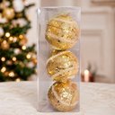 Ver imagem 4 de Bolas de Natal para Decoração com Glitter Dourado Isopor Kit 18 7cm