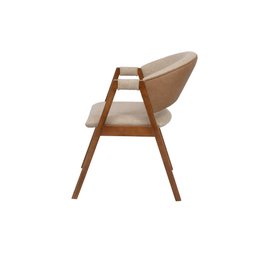 Cadeira Elysia Jantar Cozinha Madeira Cor Canela Estofado Premium:linho Areia/couro Eco Durango Kaki - 6