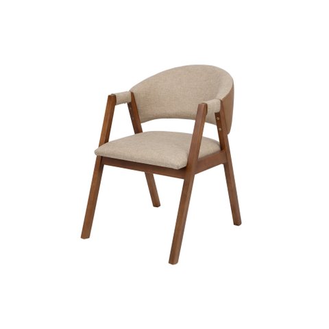 Cadeira Elysia Jantar Cozinha Madeira Cor Canela Estofado Premium:linho Areia/couro Eco Durango Kaki