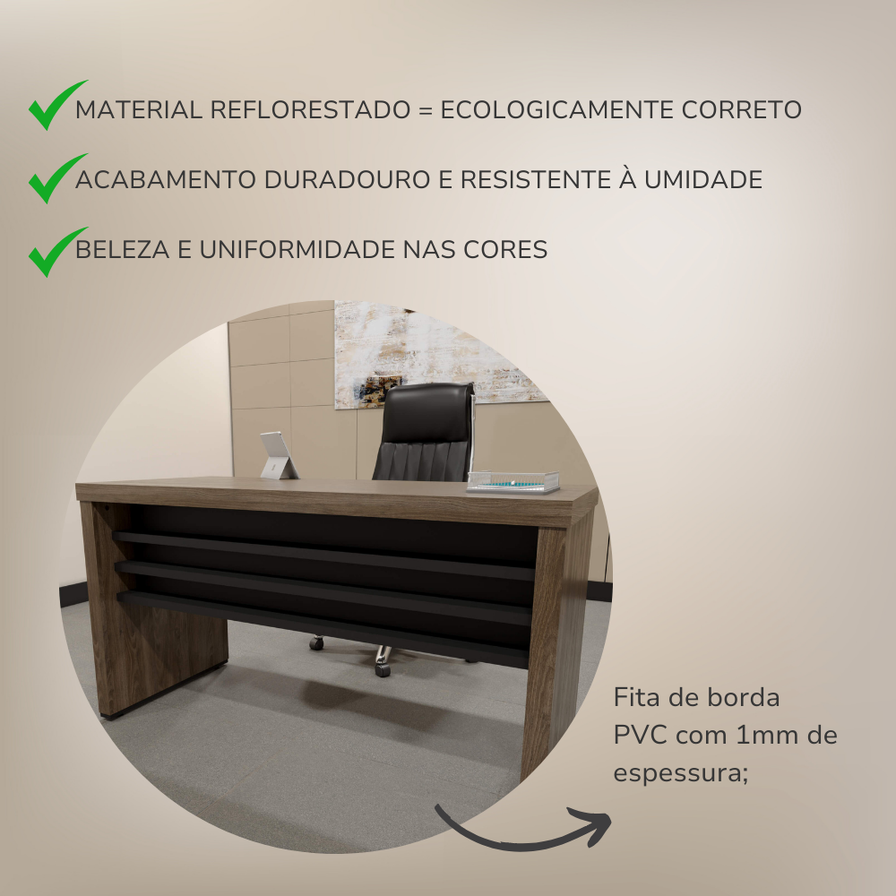 Mesa para Escritório 1,35m Tamburato Robusta e Elegante - 17