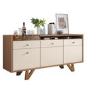 Ver imagem 3 de Sala de Estar Brandon com Home Suspenso, Buffet Aparador, Cristaleira e Espelho Nature/Off White - P