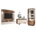 Ver imagem 1 de Sala de Estar Brandon com Home Suspenso, Buffet Aparador, Cristaleira e Espelho Nature/Off White - P