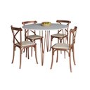 Ver imagem 2 de Mesa Jantar Redonda Branca Elen 110cm Hairpin com 4 Cadeiras Katrina Cobre