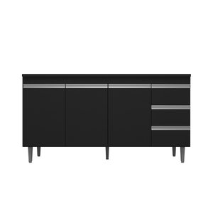 Balcão Gabinete de Pia Andréia 160cm Preto sem Tampo - Ajl Móveis