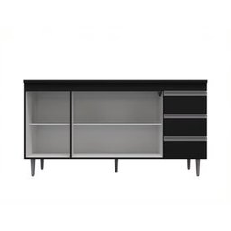 Balcão Gabinete de Pia Andréia 160cm Preto sem Tampo - Ajl Móveis - 2