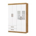 Ver imagem 2 de Guarda-Roupa Solteiro Siena 4 Portas 2 Gavetas com Espelho Multimóveis CR35555 Cinamomo/Branco