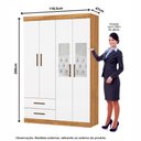 Ver imagem 4 de Guarda-Roupa Solteiro Siena 4 Portas 2 Gavetas com Espelho Multimóveis CR35555 Cinamomo/Branco