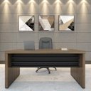 Ver imagem 3 de Mesa Elegante para Escritório Executivo Tamburato 158,5cm Charuto e Preto Marrom Artany
