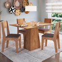 Ver imagem 1 de Conjunto Mesa de Jantar Freijó 120cm com 4 Cadeiras Cor:freijó com Marrom