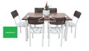 Ver imagem 1 de MESA DE JANTAR cozinha com 6 CADEIRAS com junco modelo Lisboa TAMPO MDF AÇO BRANCA OFERTA Ql. AÇo
