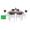 Ver imagem 1 de MESA DE JANTAR cozinha com 6 CADEIRAS com junco modelo Lisboa TAMPO MDF AÇO BRANCA OFERTA Ql. AÇo