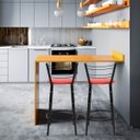 Ver imagem 6 de Kit 2 Banquetas para Bancada Flórida Preta 60cm Cozinha Gourmet Balcão Ilha Piscina Área de Lazer