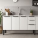 Ver imagem 2 de Gabinete de Cozinha 144 cm Armário Aço 3 Portas e 3 Gavetas:Branco