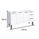 Ver imagem 6 de Gabinete de Cozinha 144 cm Armário Aço 3 Portas e 3 Gavetas:Branco