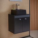 Ver imagem 3 de Gabinete Armário para Banheiro 50cm MDF com Cuba - Pompeia Preto
