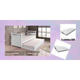 Bicama Solteiro Infantil Babá com 2 Colchões Solteiro D20 para Quarto Criança/bebê Bella Framar Bran - 2