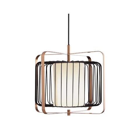 Pendente em Metal Preto e Cobre com Cupula - 38,5cm Mart